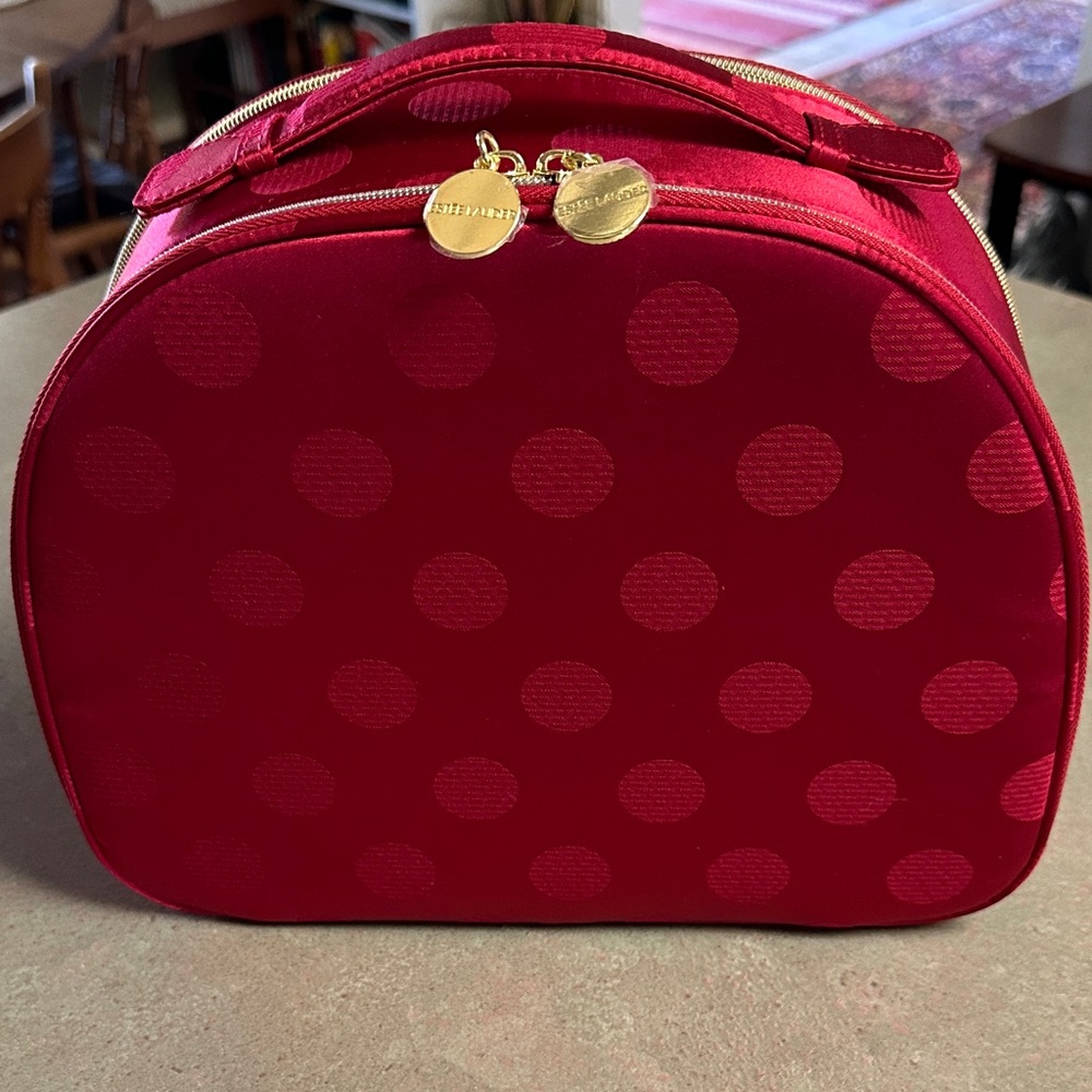 Estee Lauder Holiday Glam 2025 Red Polka Dot Cosmetic Train Case 🆕
